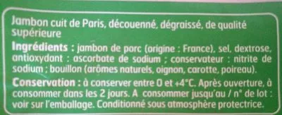 Lista de ingredientes del producto Paris sans couenne Belle France 270 g