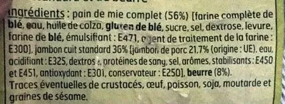 Lista de ingredientes del producto Sandwich Jambon beurre Belle France 125 g