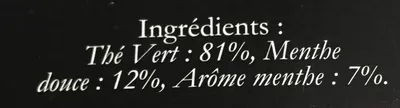 Lista de ingredientes del producto Thé vert menthe Dammann Frères 45 g