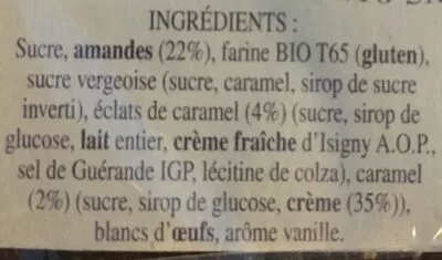 Lista de ingredientes del producto Croquants aux Éclats de Caramel au Beurre Salé La Trinitaine 150 g