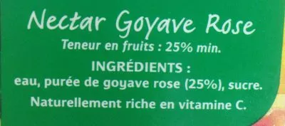 Lista de ingredientes del producto Nectar goyave rose Royal 