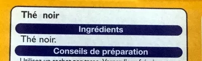 Lista de ingredientes del producto Thé Royal Breakfast Leader Price 50 g (25 sachets)