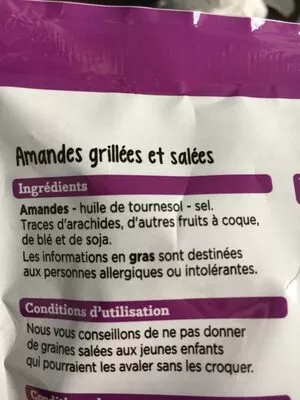 Lista de ingredientes del producto Amandes Grillees Et Salees Franprix 