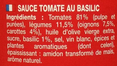 Lista de ingredientes del producto Sauce Provençale au Basilic Leader Price 420 g, 446 ml