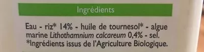 Lista de ingredientes del producto Boisson végétale riz bio Leader Price 