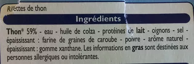 Lista de ingredientes del producto Rillettes de Thon Leader Price 160 g, 2 boîtes de 80 g