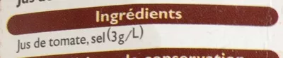 Lista de ingredientes del producto Pur jus de tomate Leader Price 4x20 cl