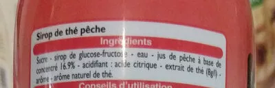 Lista de ingredientes del producto Sirop de Thé Pêche Leader Price 75 cl