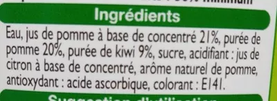 Lista de ingredientes del producto Boisson aux jus Kiwi - Pommes Leader Price Leader Price 1 l