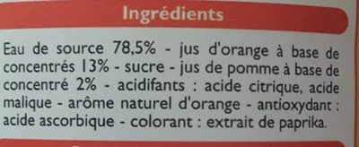 Lista de ingredientes del producto Orange à l'eau de source Leader Price 2 l