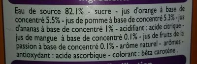 Lista de ingredientes del producto Saveur exotique à l’eau de source Leader Price 2L