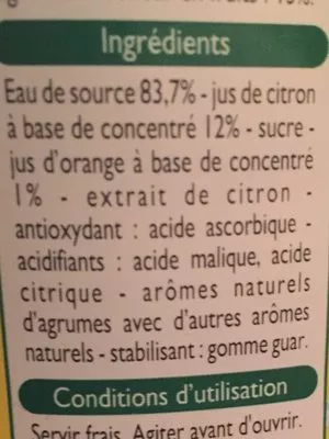 Lista de ingredientes del producto Citronnade à l'eau de source Leader Price 1,5 L