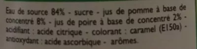 Lista de ingredientes del producto Pomme Poire à l'Eau de Source Leader Price 2 L