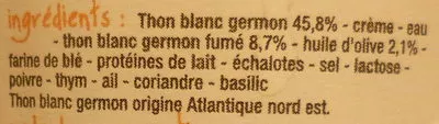 Lista de ingredientes del producto Rillettes de Thon Blanc Germon Marché Franprix 100 g