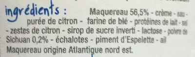 Lista de ingredientes del producto Rillettes de Maquereau au Poivre de Sichuan Marché Franprix, Franprix 100 g