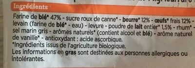 Lista de ingredientes del producto Pains au lait pur beurre Franprix 280 g