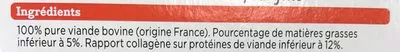 Lista de ingredientes del producto Steaks haches pur boeuf Franprix 400 g