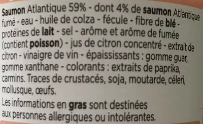 Lista de ingredientes del producto Rillettes de saumon Franprix 150 g