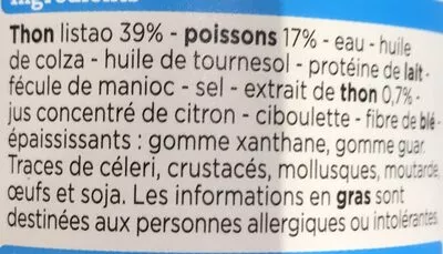 Lista de ingredientes del producto Rillettes de thon Franprix 150 g