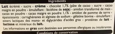 Lista de ingredientes del producto Liegeois duo chocolat Leader Price 