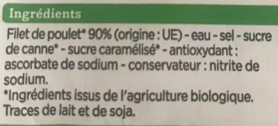 Lista de ingredientes del producto blanc de poulet bio Franprix 80 g