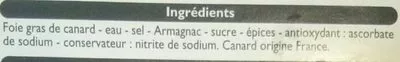 Lista de ingredientes del producto Bloc de foie gras de Canard Leader Price 80 g