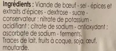 Lista de ingredientes del producto Viande des grisons Franprix 70 g