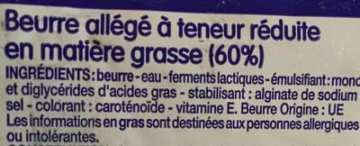 Lista de ingredientes del producto Beurre allégé Leader Price 