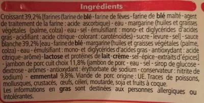 Lista de ingredientes del producto Croissants au jambon Leader Price 