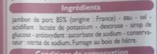 Lista de ingredientes del producto Râpé de jambon fumé Leader Price 150 g