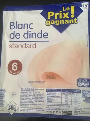 Lista de ingredientes del producto Blanc De Dinde Le prix gagnant 240g