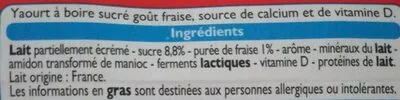 Lista de ingredientes del producto Yaourt à boire Leader Price 720 g