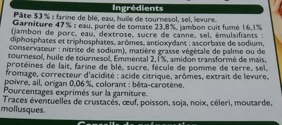 Lista de ingredientes del producto Pizzas Jambon Fromage (x 3), Surgelé Leader Price, DLP (Distribution Leader Price), Groupe Casino 990 g (3 x 330 g)