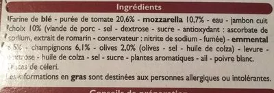 Lista de ingredientes del producto Pizza royale familiale Leader price 650 g