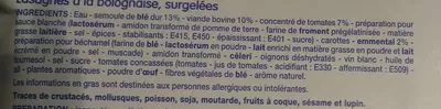 Lista de ingredientes del producto Lasagnes à la bolognaise Le Prix Gagnant! 1 kg