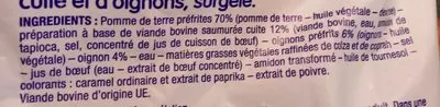 Lista de ingredientes del producto Poêlée compagarnde au bœuf Le Prix Gagnant 