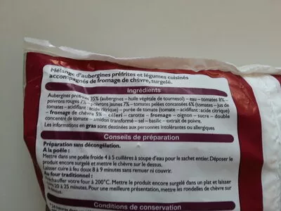 Lista de ingredientes del producto Poélée aubergines et chèvre Leader Price 900 g