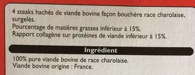 Lista de ingredientes del producto Steaks hachés Leader price 500gr