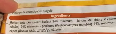 Lista de ingredientes del producto Mélange de champignons Leader Price 400g