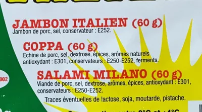 Lista de ingredientes del producto Assiette italienne Sans marque, Berni 180 g