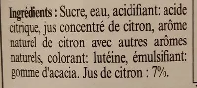 Lista de ingredientes del producto Sirop de citron jaune de Sicile La Maison Guiot 70 cl