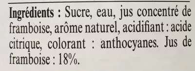 Lista de ingredientes del producto Sirop de Framboise La maison guiot 70 cl