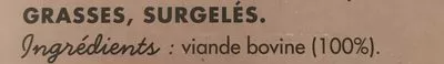 Lista de ingredientes del producto 8 steaks hachés façon bouchère Toupargel 1 kg (8 x 125 g)