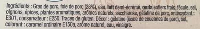 Lista de ingredientes del producto Mousse de foie superieure Recette Privilege Leclerc 170 g