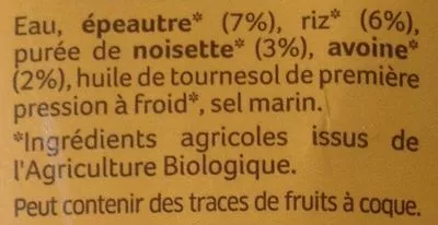 Lista de ingredientes del producto Boisson Épeautre Riz Avoine Noisette La Vie Claire 1 L