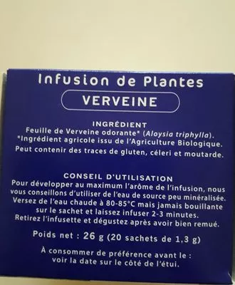 Lista de ingredientes del producto Infusion de plantes verveine La Vie Claire 26 g