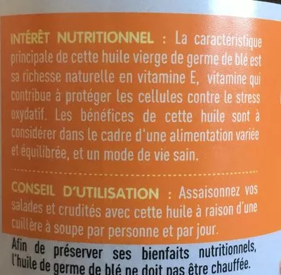 Lista de ingredientes del producto Huile vierge de germe de blé La Vie Claire 