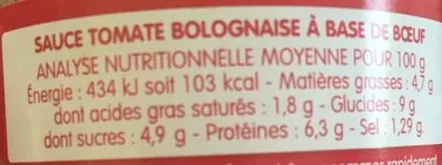 Lista de ingredientes del producto Sauce Tomate Bolognaise La Vie Claire 300 g