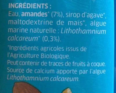 Lista de ingredientes del producto Lait d'amandes La vie claire 1 L