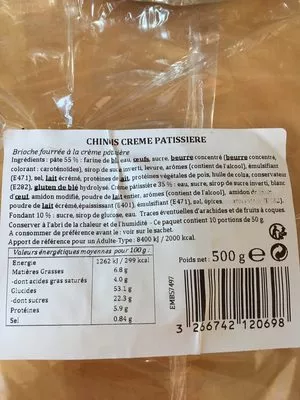 Lista de ingredientes del producto Chinois creme patissiere Leclerc 500 g